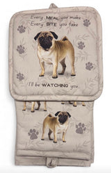 DOG & CAT 3 Piece Oven Mitt & Tea Towel Set By E&S Pets (CHOOSE BREED) - Novelty Socks And Slippers