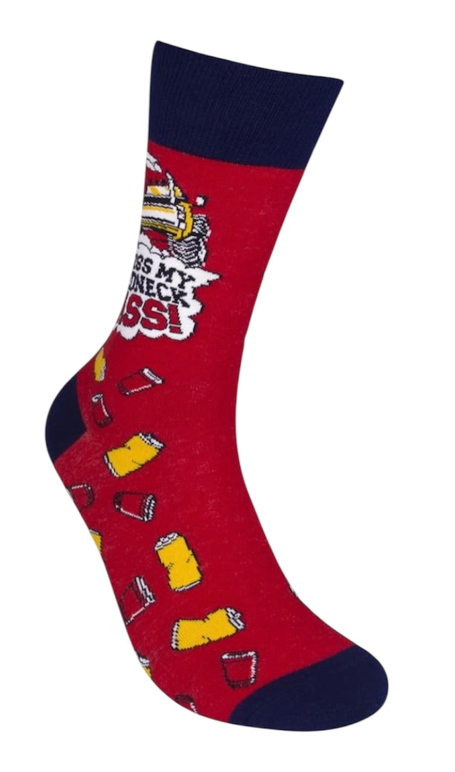 KISS MY REDNECK ASS Adult Unisex Socks FUNATIC BRAND - Novelty Socks And Slippers