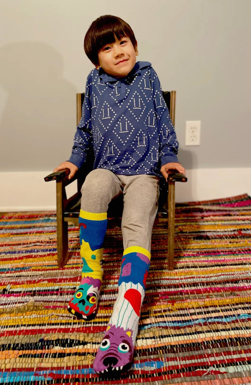 PALS SOCKS Brand KIDS ZOMBIE & WEREWOLF MISMATCHED GRIPPER SOCKS - Novelty Socks And Slippers