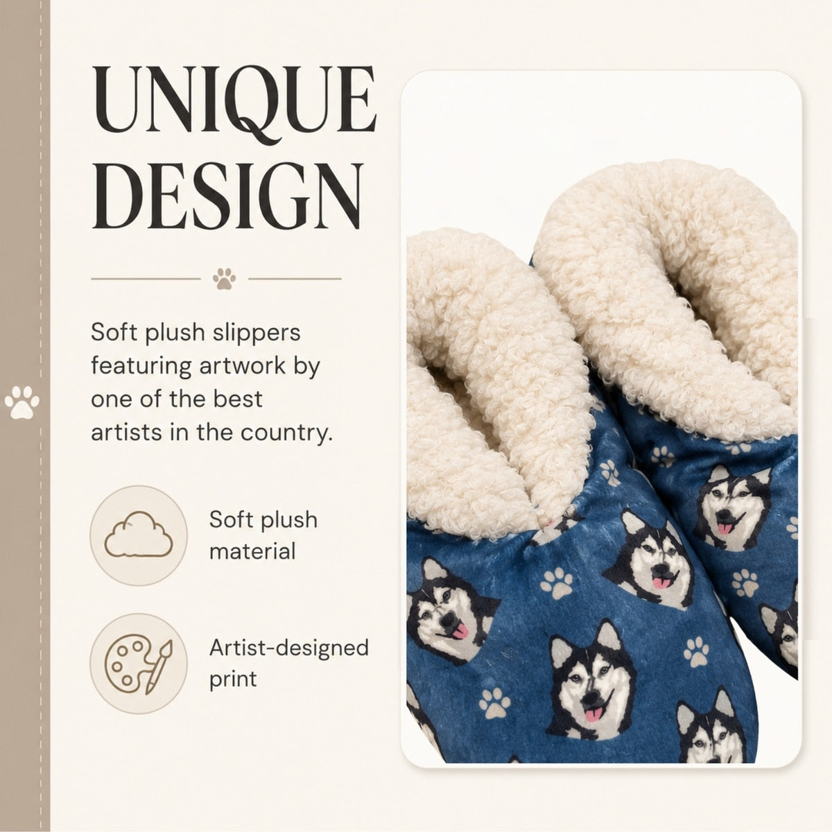 SIBERIAN HUSKY Dog Ladies Non-Slip Slippers COMFIES BRAND By E&S Pets