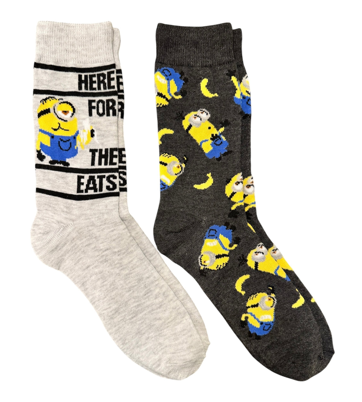 DESPICABLE ME Men’s MINIONS 2 Pair Of Socks ‘HERE FOR THE EATS’ With BANANAS