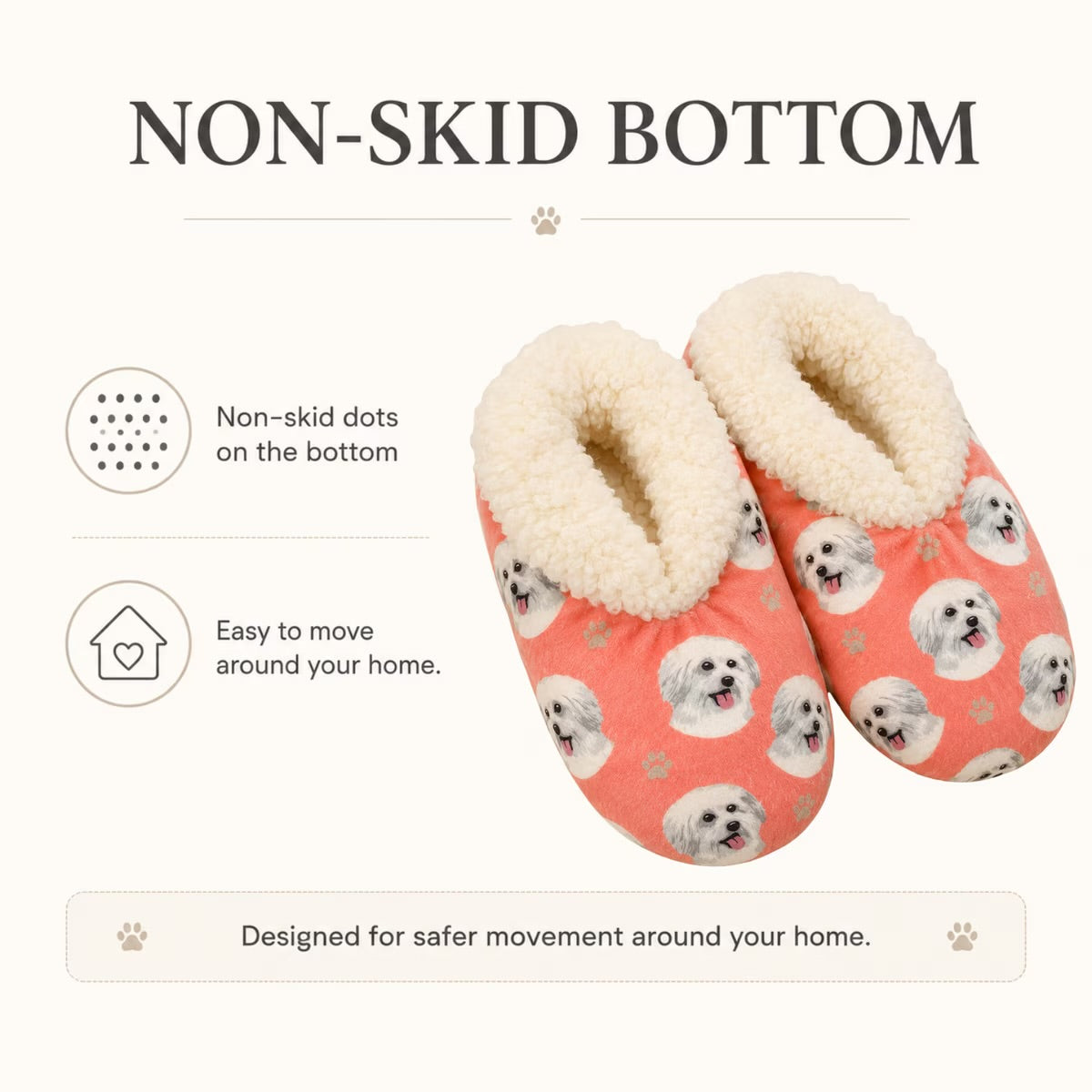 MALTESE Dog Ladies Non-Slip Slippers COMFIES BRAND By E&S Pets