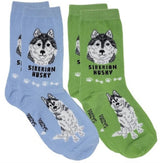 FOOZYS Brand Ladies 2 Pair Of SIBERIAN HUSKY Socks - Novelty Socks And Slippers