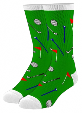 COOL SOCKS Brand Men’s GOLF Socks GOLF CLUBS, TEES, GOLF BALLS & FLAGS - Novelty Socks And Slippers