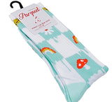 PARQUET Brand Ladies FLOWERS & MUSHROOM Athletic Crew Socks (CHOOSE PATTERN) - Novelty Socks for Less