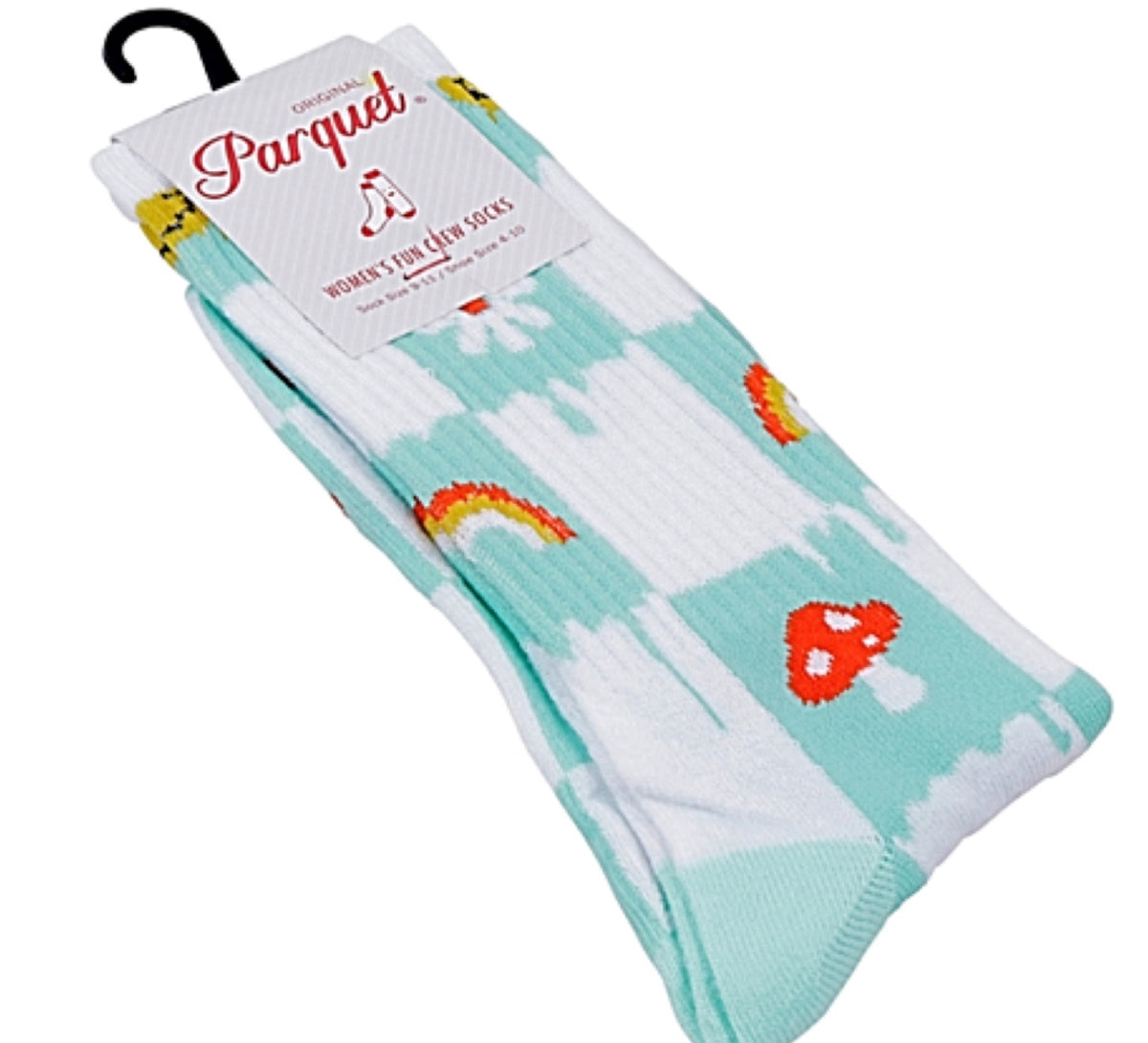 PARQUET Brand Ladies FLOWERS & MUSHROOM Athletic Crew Socks (CHOOSE PATTERN) - Novelty Socks for Less