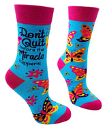 FABDAZ Brand Ladies BUTTERFLY Socks ‘DON’T QUIT BEFORE THE MIRACLE HAPPENS’ - Novelty Socks And Slippers