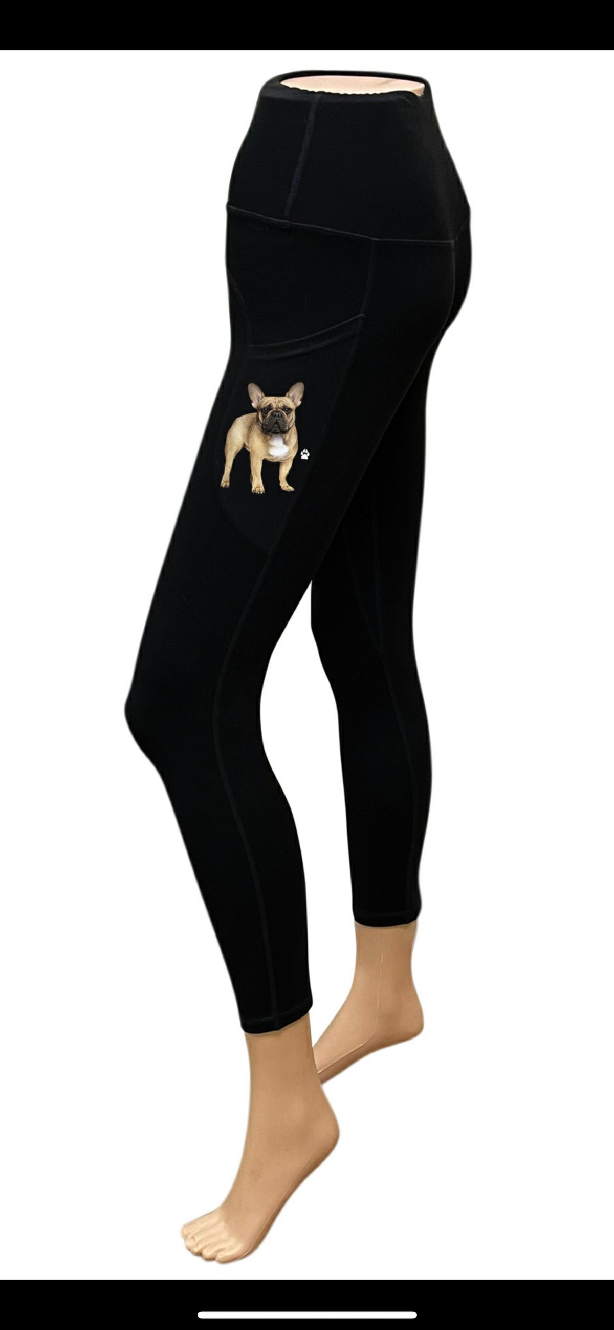 URBAN ATHLETICS Ladies FRENCH BULLDOG High Rise Leggings With Pockets E&S PETS - Novelty Socks for Less