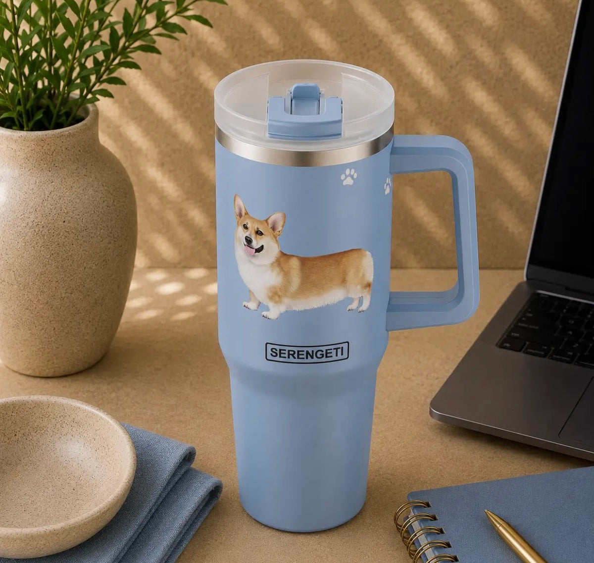Dog & Cat Stainless Steel Ultimate 40 Oz. Tumbler Hot & Cold Travel Mug By E&S Pets (Choose Breed)