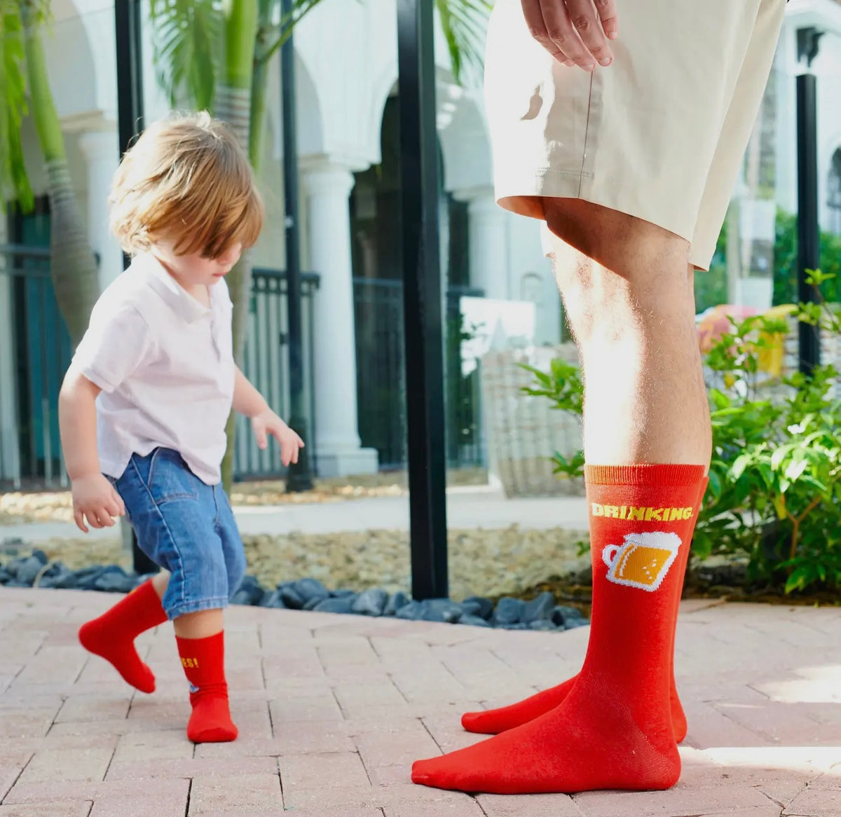 SIDEKICKS By Piero Liventi Adut & Child Sock Set ‘DRINKING BUDDIES’ With BEER & BOTTLE - Novelty Socks And Slippers