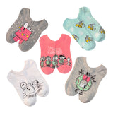 PEANUTS Ladies CHRISTMAS 5 Pair Of No Show Socks With CHARLIE BROWN, LUCY, SALLY, LINUS & SNOOPY
