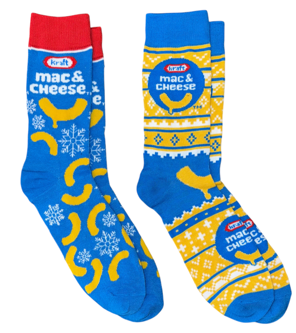KRAFT MAC & CHEESE Men’s 2 Pair Of Christmas Socks COOL SOCKS Brand - Novelty Socks And Slippers