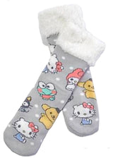 SANRIO HELLO KITTY Ladies Sherpa Lined Gripper Bottom Slipper Socks With KEROPPI, MY MELODY, PURIN - Novelty Socks And Slippers