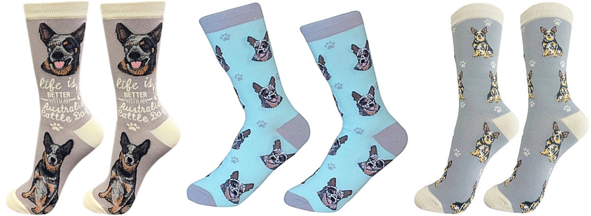 AUSTRALIAN CATTLE Dog Unisex Socks By E&S Pets (Choose SOCK DADDY, HAPPY TAILS, LIFE IS BETTER) - Novelty Socks for Less