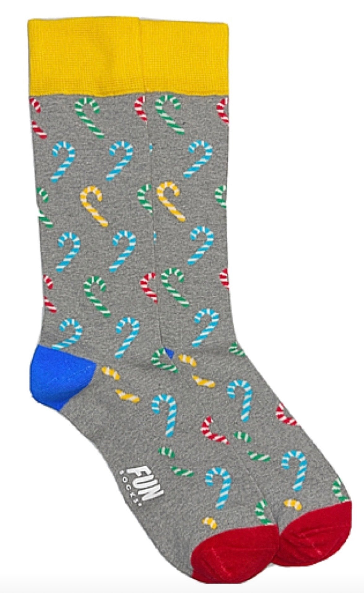COLORFUL CANDY CANES Men's Christmas Socks CANDY CANES ALL OVER FUN SOCKS Brand (Choose Color)