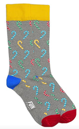 COLORFUL CANDY CANES Men's Christmas Socks CANDY CANES ALL OVER FUN SOCKS Brand (Choose Color)