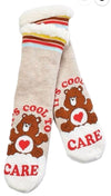 CARE BEARS Ladies Sherpa Lined Gripper Bottom Slipper Socks ‘IT’S COOL TO CARE’ - Novelty Socks And Slippers