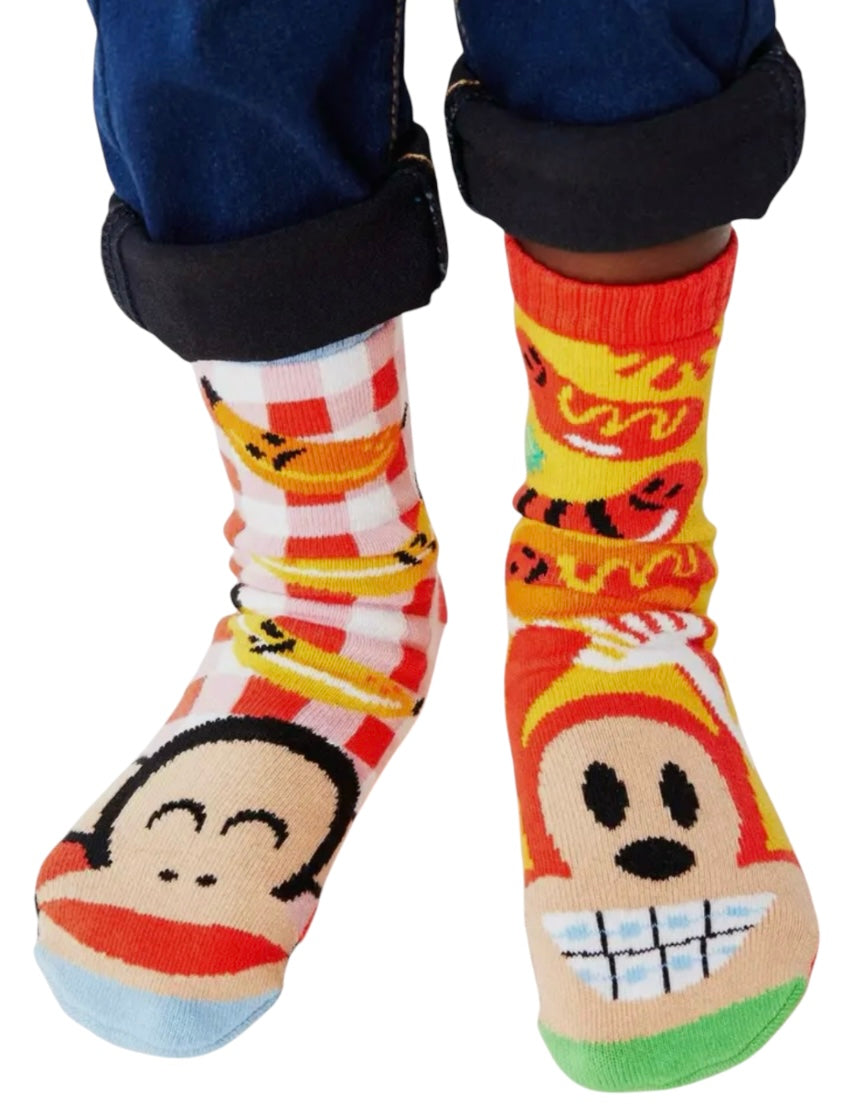PALS SOCKS Brand Unisex JULIUS & BOB MISMATCHED GRIPPER BOTTOM SOCKS (CHOOSE SIZE) BY PAUL FRANK - Novelty Socks And Slippers