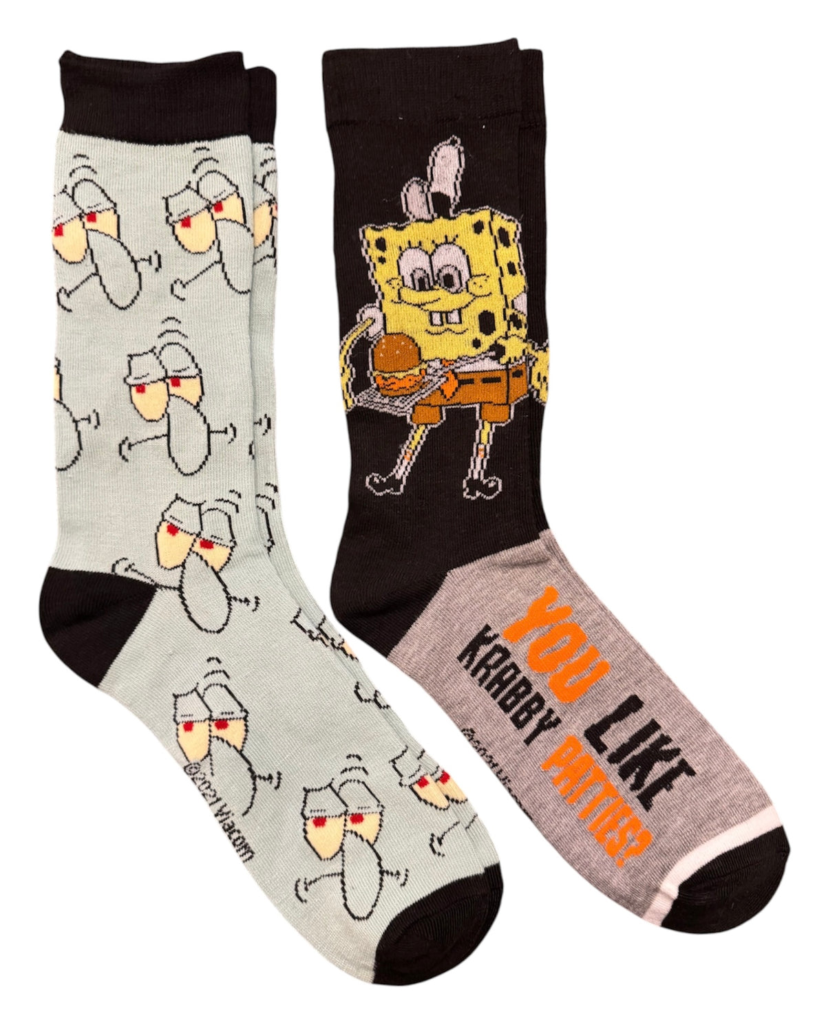 YOU LIKE KRABBY PATTIES? SPONGEBOB SQUAREPANTS Men’s 2 Pair Of Socks WITH SQUIDWARD