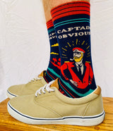 GROOVY THINGS Co. Brand Men’s CAPTAIN OBVIOUS Socks - Novelty Socks And Slippers