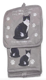 DOG & CAT 3 Piece Oven Mitt & Tea Towel Set By E&S Pets (CHOOSE BREED) - Novelty Socks And Slippers