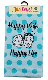 FUNATIC Brand HAPPY WIFE HAPPY LIFE Kitchen Tea Towel - Novelty Socks And Slippers