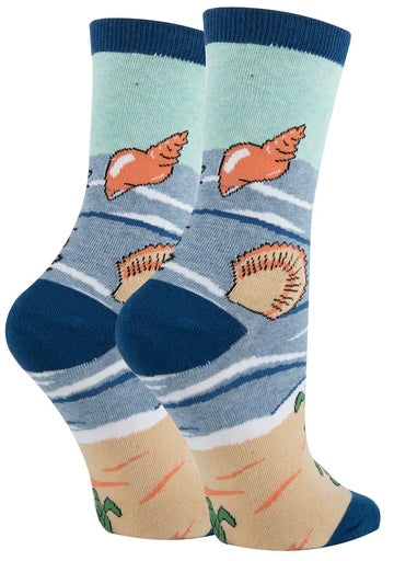 OOOH YEAH Brand Ladies BEACH & TURTLE Socks ‘WHAT THE SHELL ARE YOU BEACHES LOOKING AT?’ - Novelty Socks And Slippers