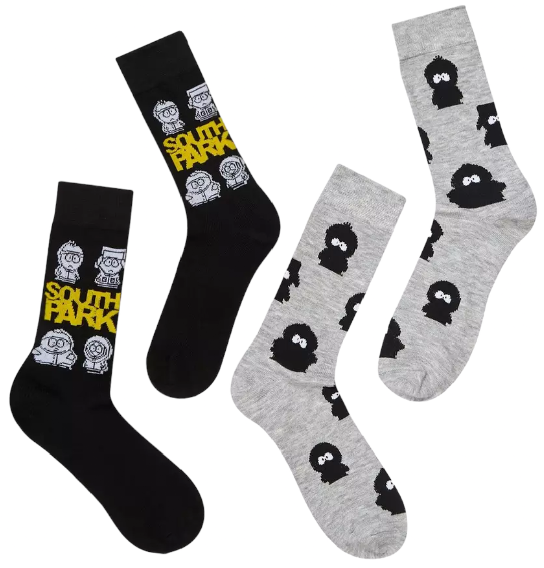 SOUTH PARK Men’s 2 Pair Of Socks Kyle, Eric, Stan, Kenny - Novelty Socks And Slippers