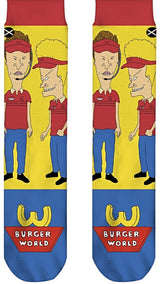 BEAVIS & BUTT-HEAD MEN’S BURGER WORLD EMPLOYEES SOCKS ODD SOX BRAND - Novelty Socks for Less