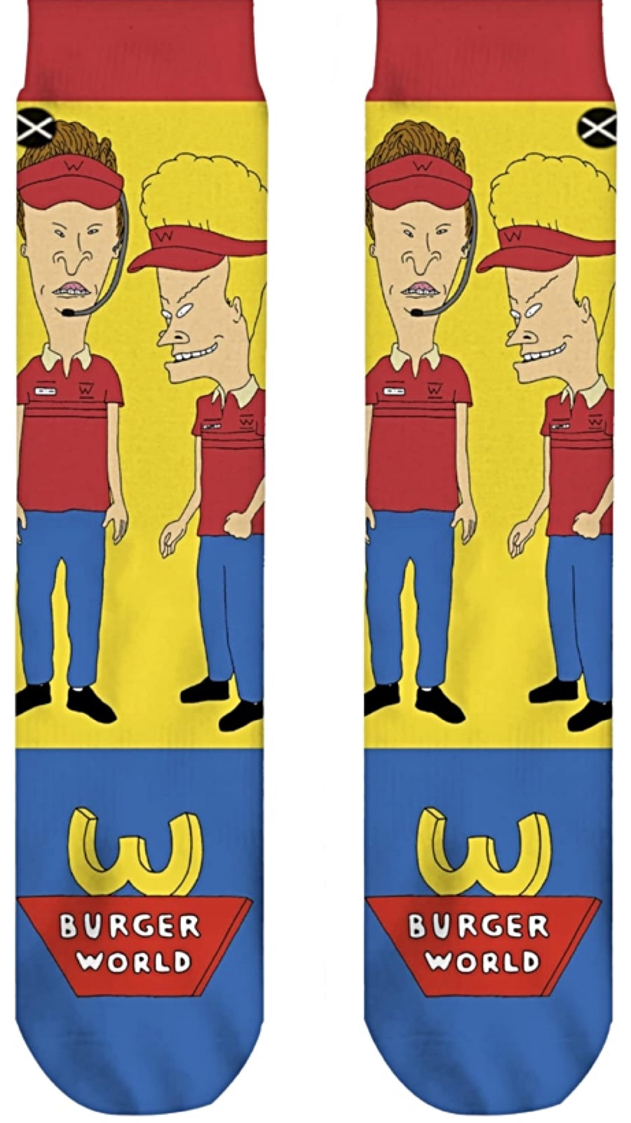 BEAVIS & BUTT-HEAD MEN’S BURGER WORLD EMPLOYEES SOCKS ODD SOX BRAND - Novelty Socks for Less