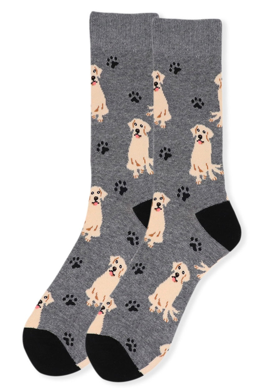 PARQUET BRAND MEN’S GOLDEN RETRIEVER DOG SOCKS (CHOOSE COLOR) - Novelty Socks And Slippers