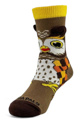 CUTE OWL With 3-D Ears Kids Unisex Socks By Sock Panda Brand - Novelty Socks And Slippers