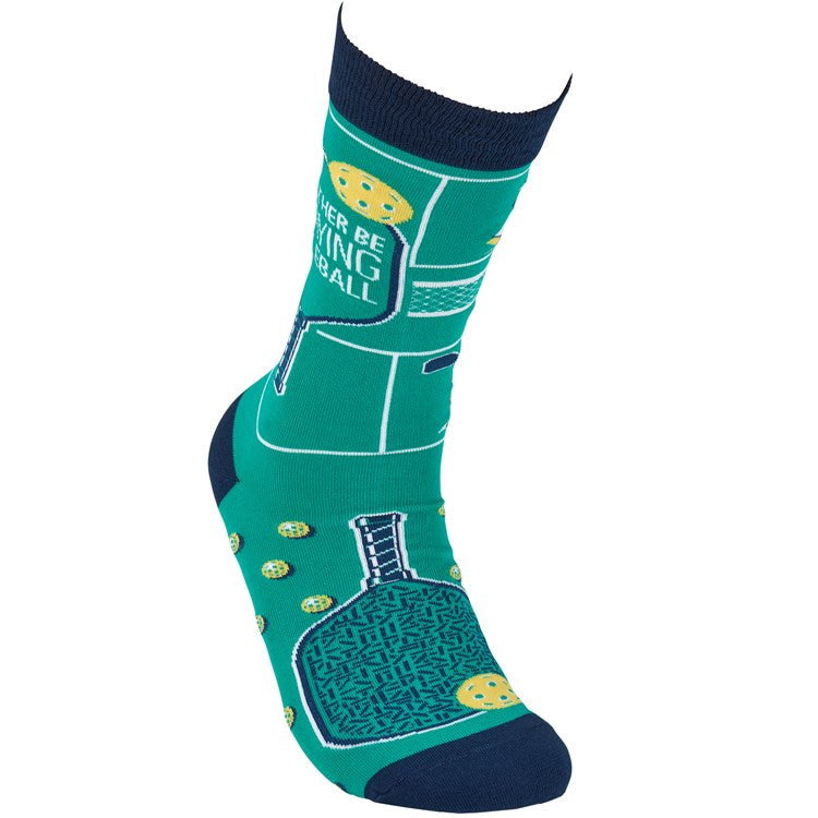 PRIMITIVES BY KATHY Unisex I’D RATHER BE PLAYING PICKLEBALL’ Socks - Novelty Socks And Slippers