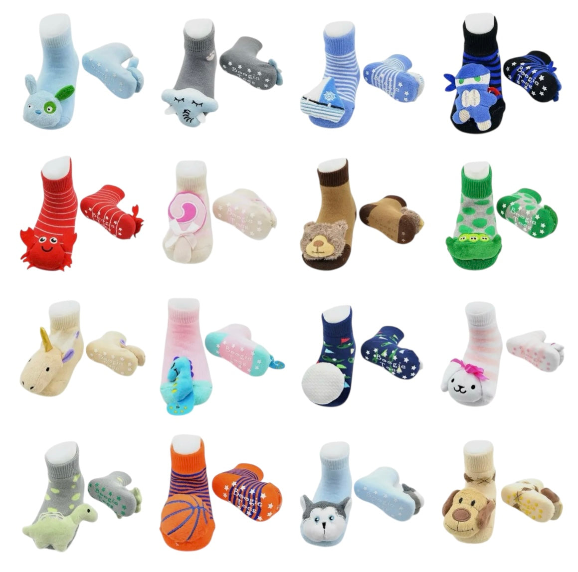 BOOGIE TOES Unisex Baby CLASSIC BUNNY RABBIT Rattle GRIPPER BOTTOM Socks By PIERO LIVENTI - Novelty Socks And Slippers