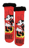 DISNEY MINNIE MOUSE LADIES Sherpa Lined Gripper Bottom Slipper Socks