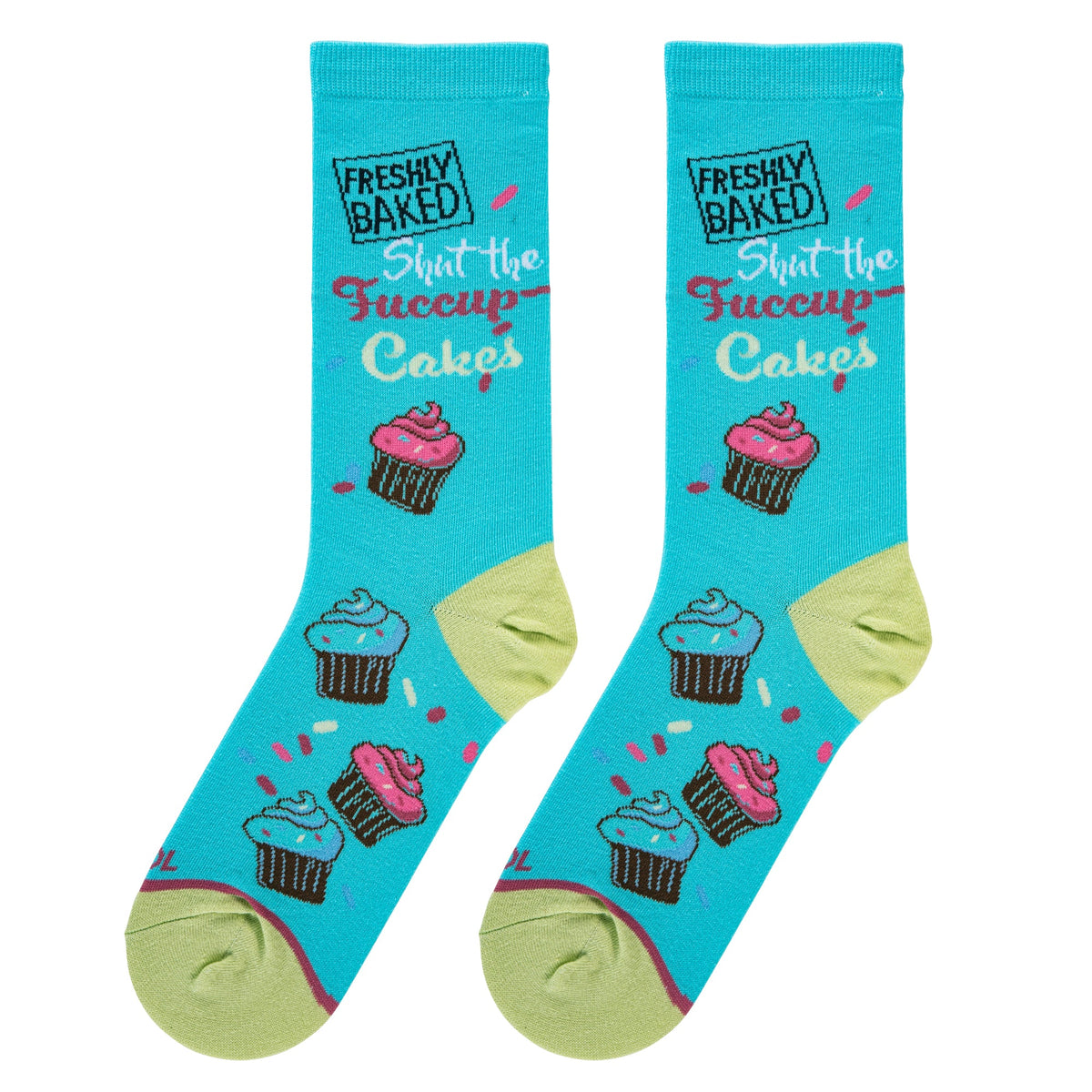 FRESHLY BAKED SHUT THE FUCCUP-CAKES LADIES SOCKS COOL SOCKS BRAND