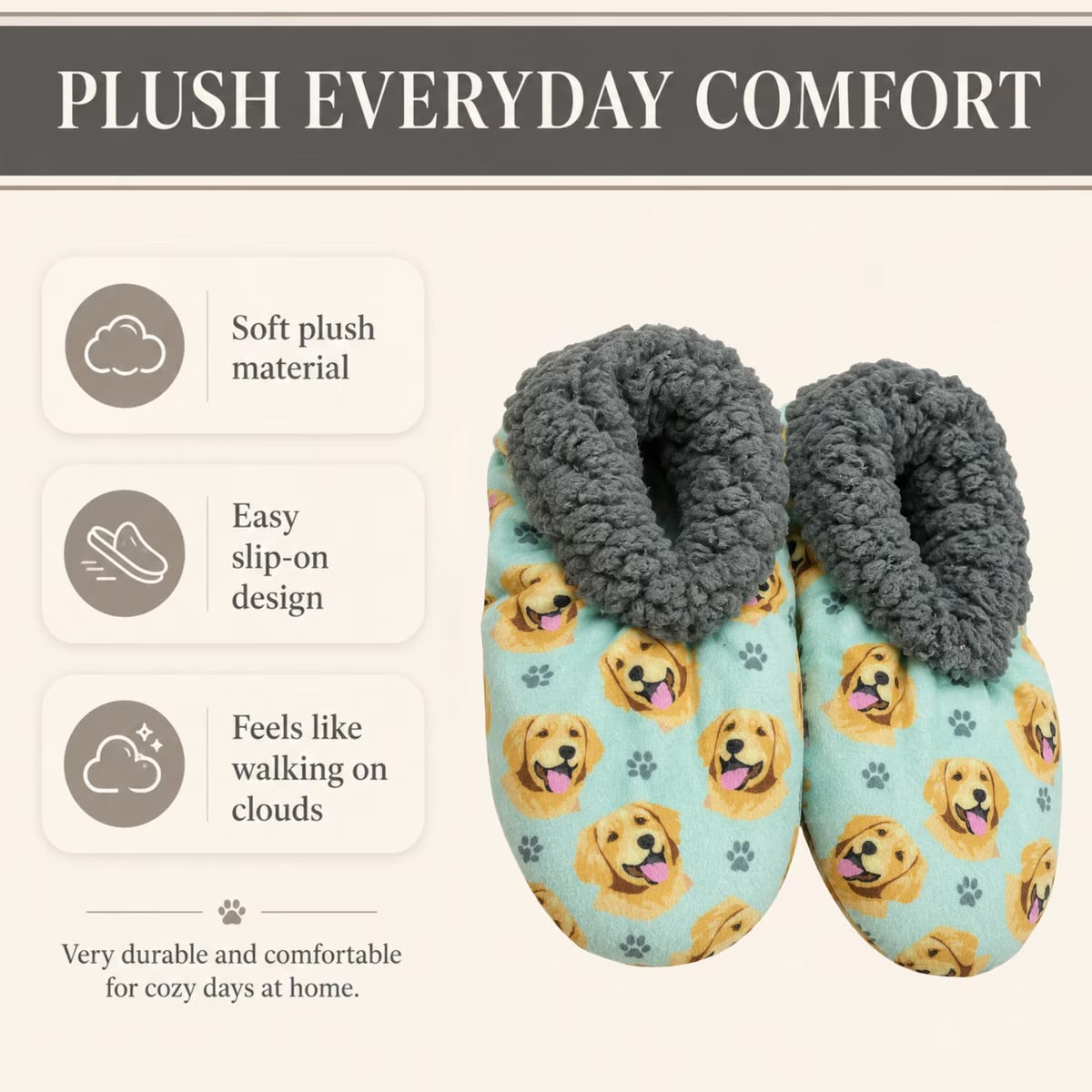 GOLDEN RETRIEVER Dog Ladies Non-Slip Slippers COMFIES BRAND By E&S Pets