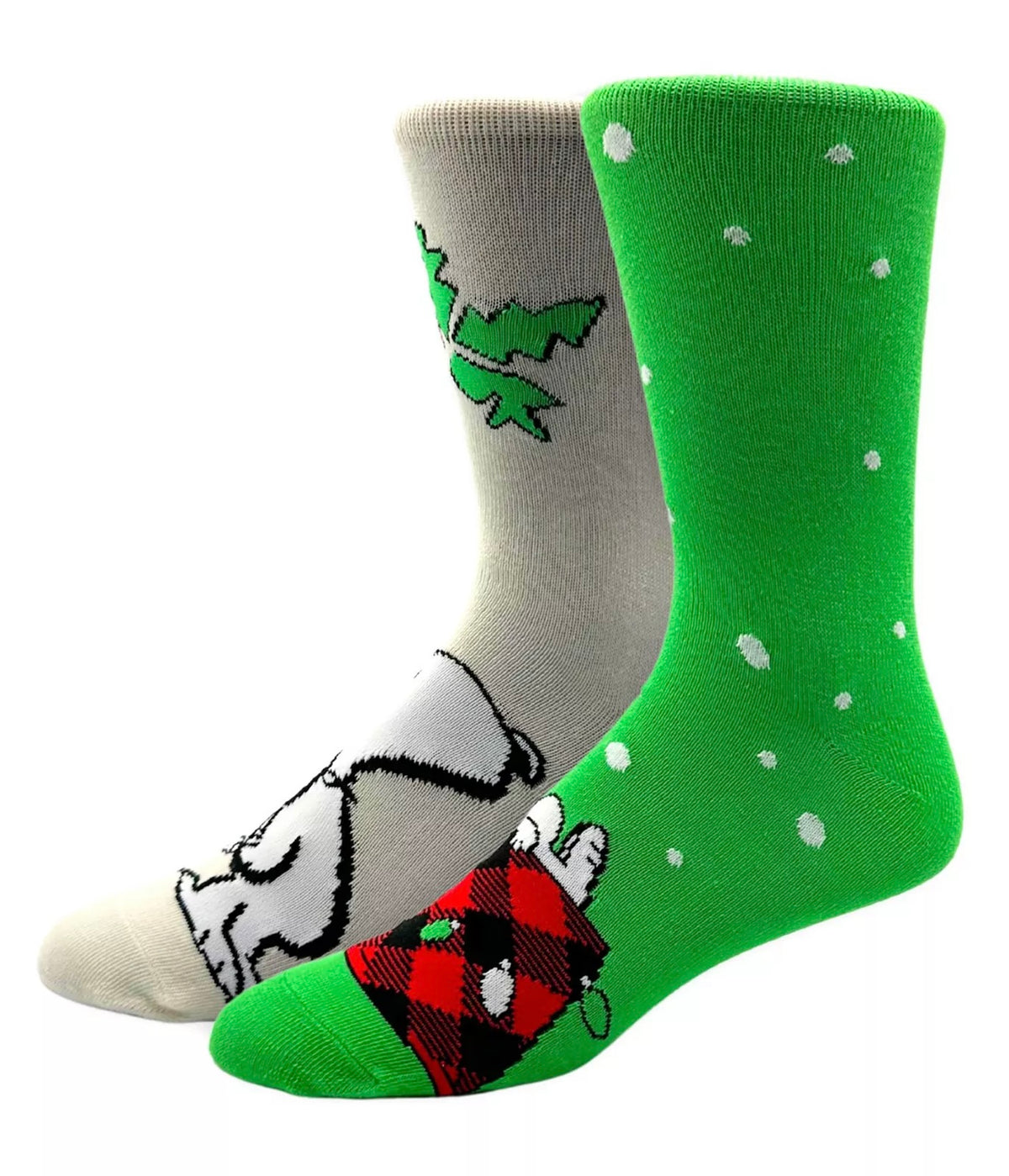 PEANUTS Men’s CHRISTMAS 2 Pair Of Snoopy Socks ‘MERRY & BRIGHT’ - Novelty Socks And Slippers