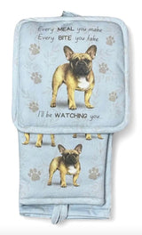DOG & CAT 3 Piece Oven Mitt & Tea Towel Set By E&S Pets (CHOOSE BREED) - Novelty Socks And Slippers