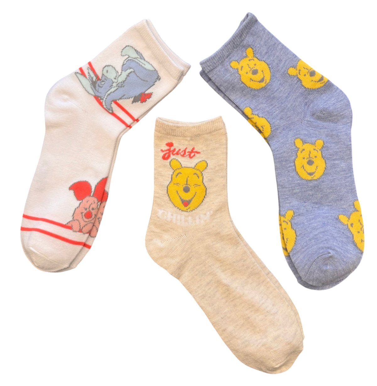 Disney WINNIE THE POOH Ladies 3 Pair Of Socks (Choose Style)