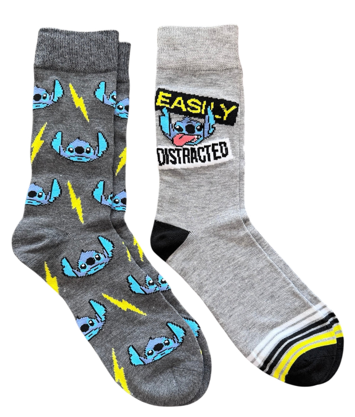 DISNEY STITCH Men’s 2 Pair Of Socks ‘EASILY DISTRACTED’ - Novelty Socks And Slippers