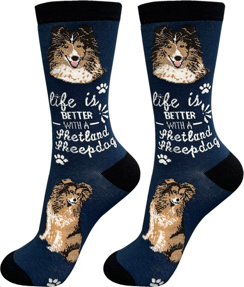 SHETLAND SHEEPDOG (SHELTIE) Adult Unisex Socks By E&S Pets Choose Style