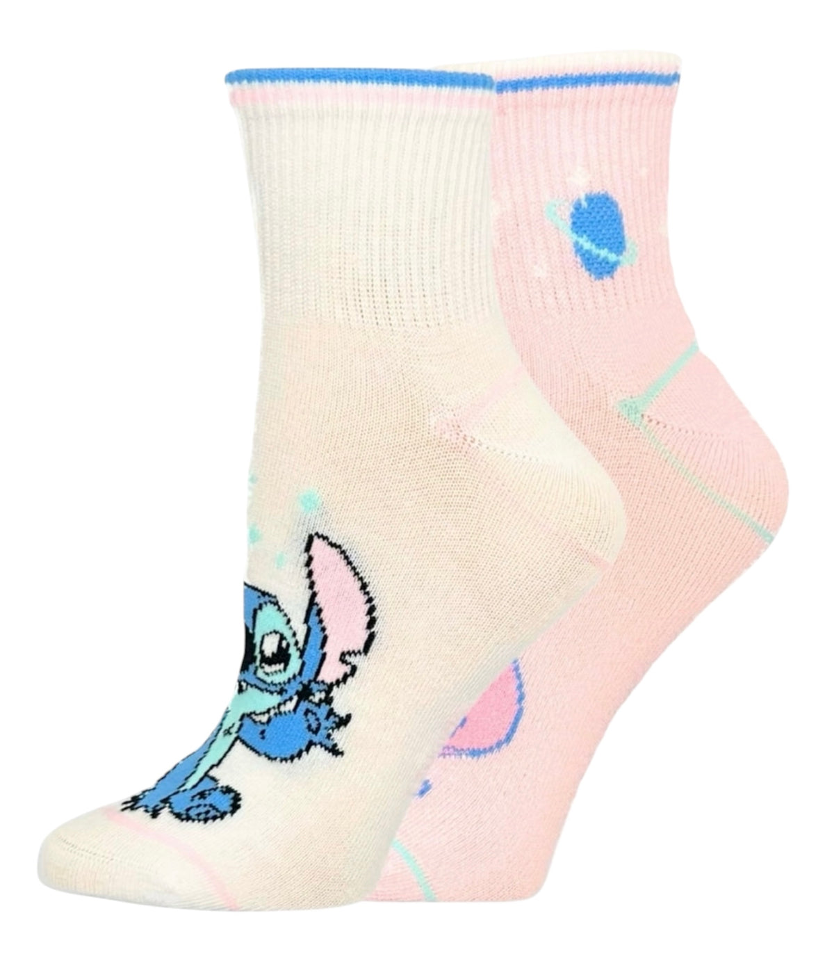 DISNEY STITCH Ladies 2 Pair Of Crew Socks STITCH & ANGEL