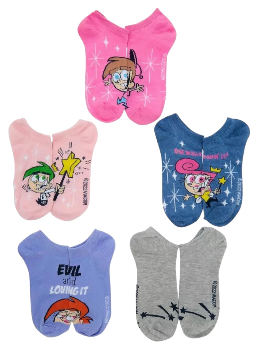 THE FAIRLY ODDPARENTS Ladies 5 Pair Of No Show Socks ‘ONE WISH COMIN’ UP!’ - Novelty Socks And Slippers