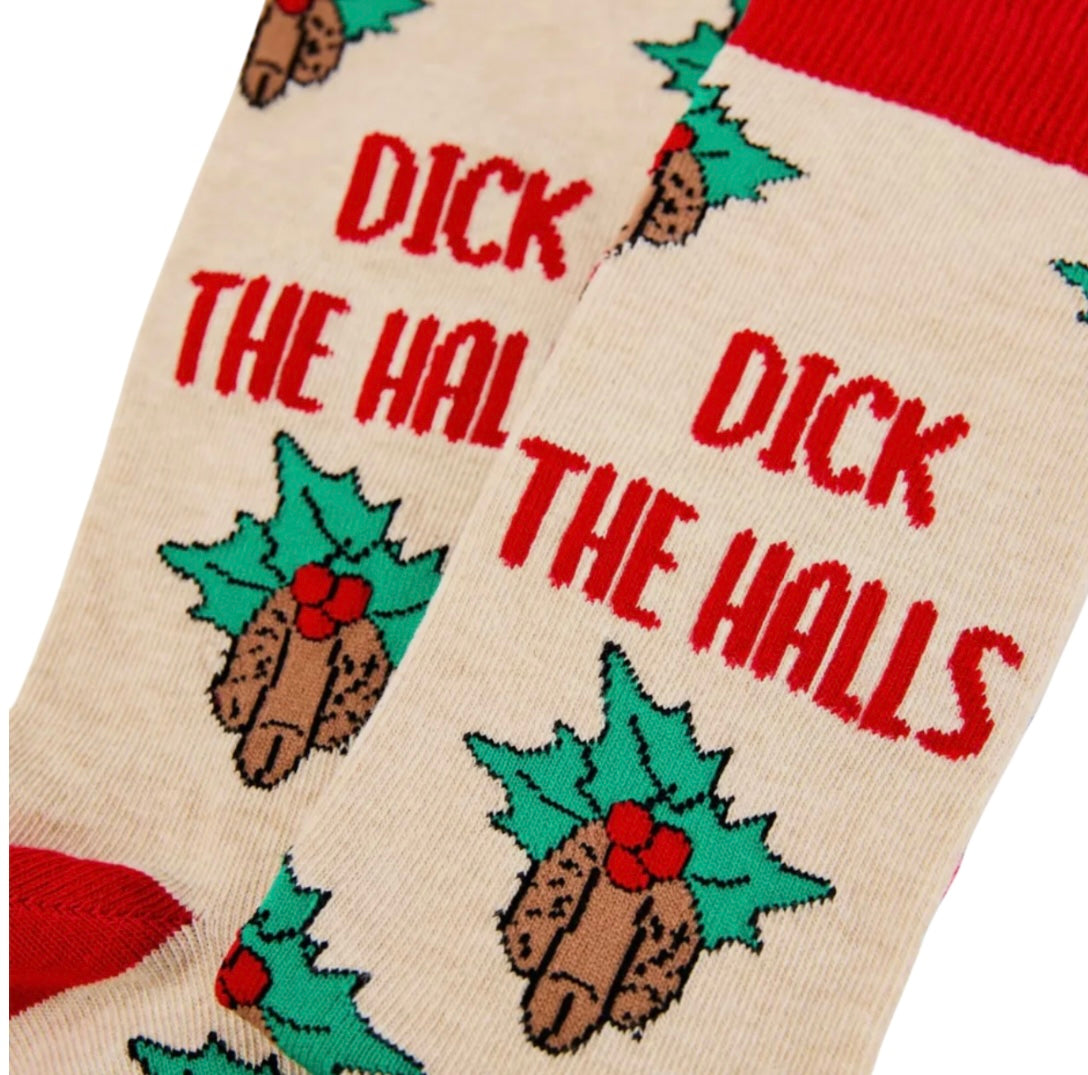 URBAN ECCENTRIC Unisex DICKS With HOLLY LEAVES CHRISTMAS Socks DICK THE HALLS - Novelty Socks And Slippers