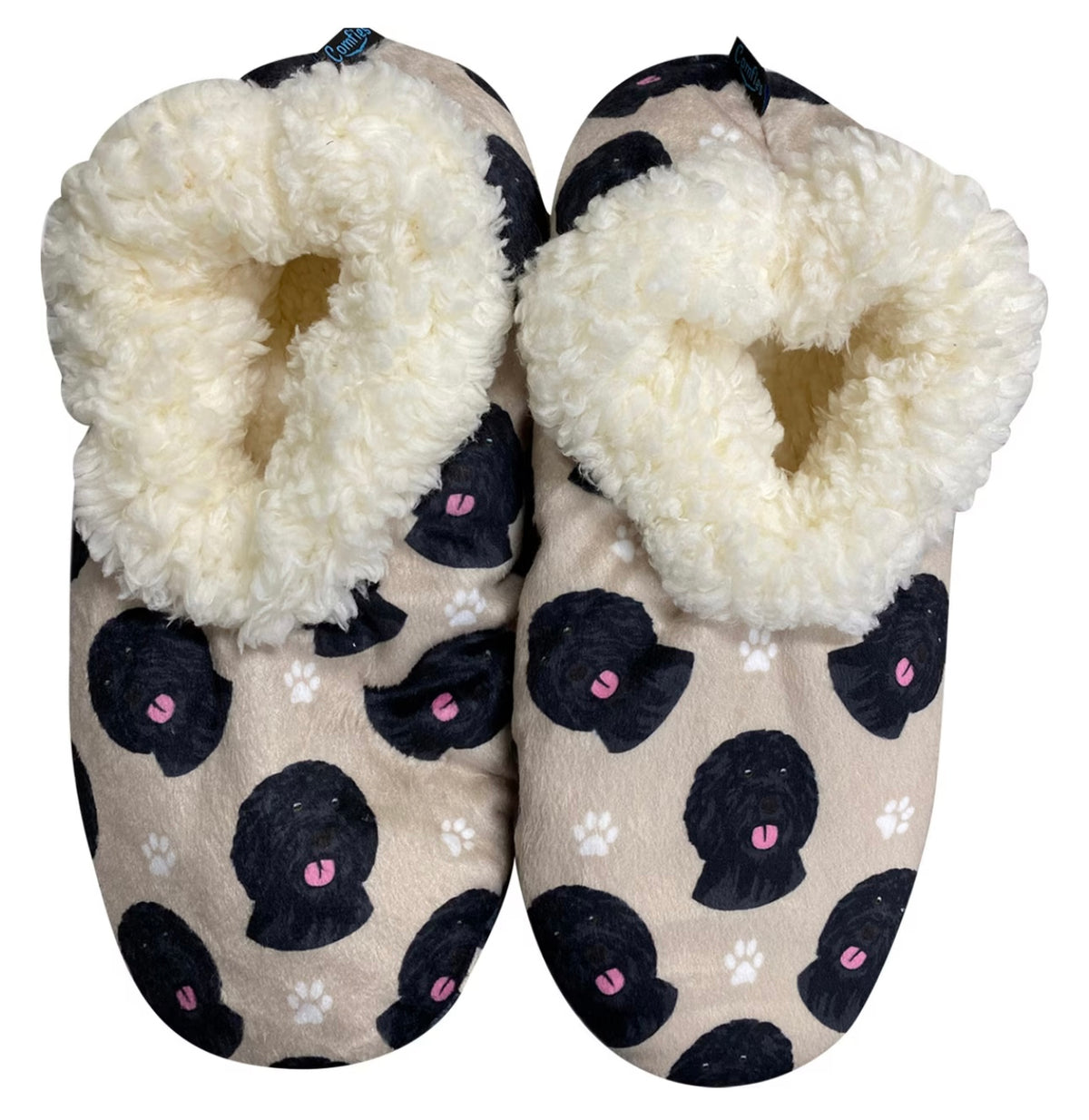 BLACK LABRADOODLE Dog Ladies Non-Slip Slippers COMFIES BRAND By E&S Pets - Novelty Socks And Slippers