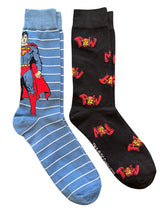 DC COMICS SUPERMAN Men's 2 Pair Of Socks 'POW' - Novelty Socks And Slippers