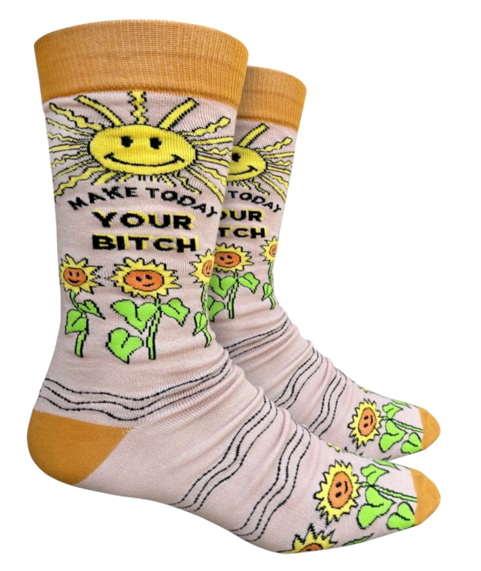 GROOVY THINGS CO Brand Menโs MAKE TODAY YOUR BITCH Socks - Novelty Socks And Slippers