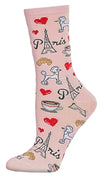 Memoi Brand Ladies POODLES IN PARIS VALENTINE’S DAY Socks HEARTS & EIFFEL TOWER - Novelty Socks And Slippers