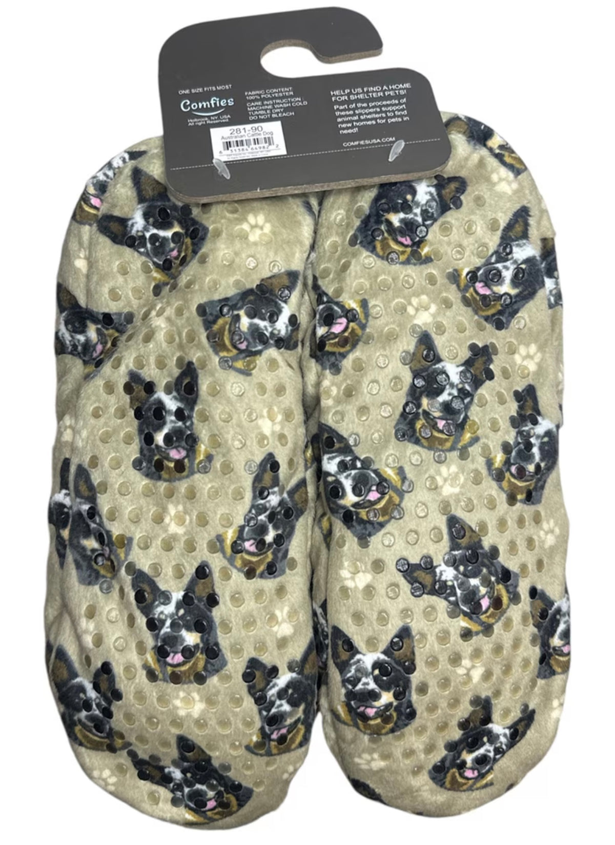 AUSTRALIAN CATTLE Dog Ladies Non-Slip Slippers COMFIES BRAND By E&S Pets - Novelty Socks And Slippers